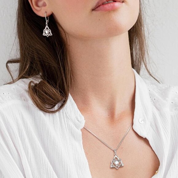 Celtic Knot Necklace for Women 925 Sterling Silver Trinity Love Knot Pendant Bir - Picture 3 of 6